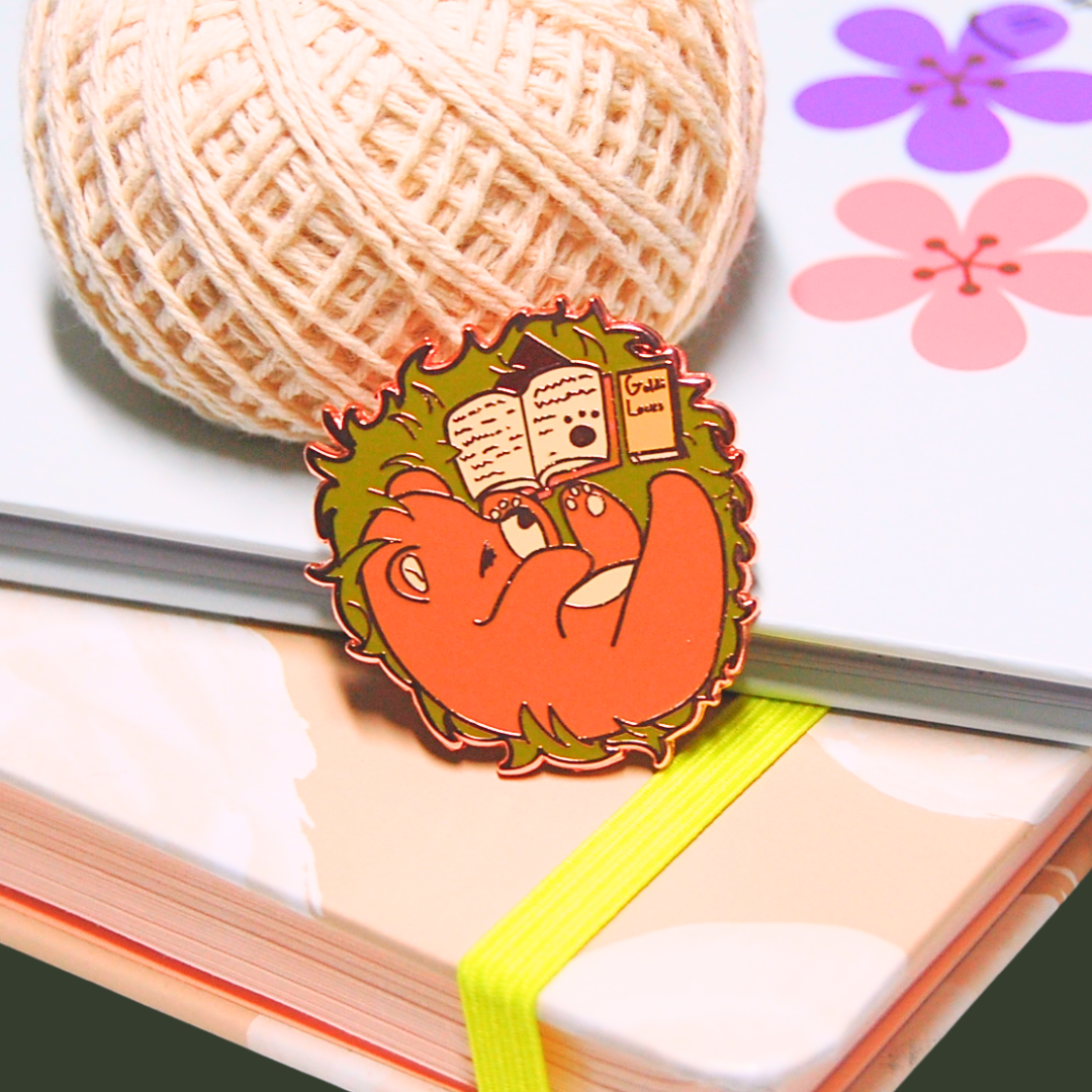 Sleepy Bookish Baby Bear Pin