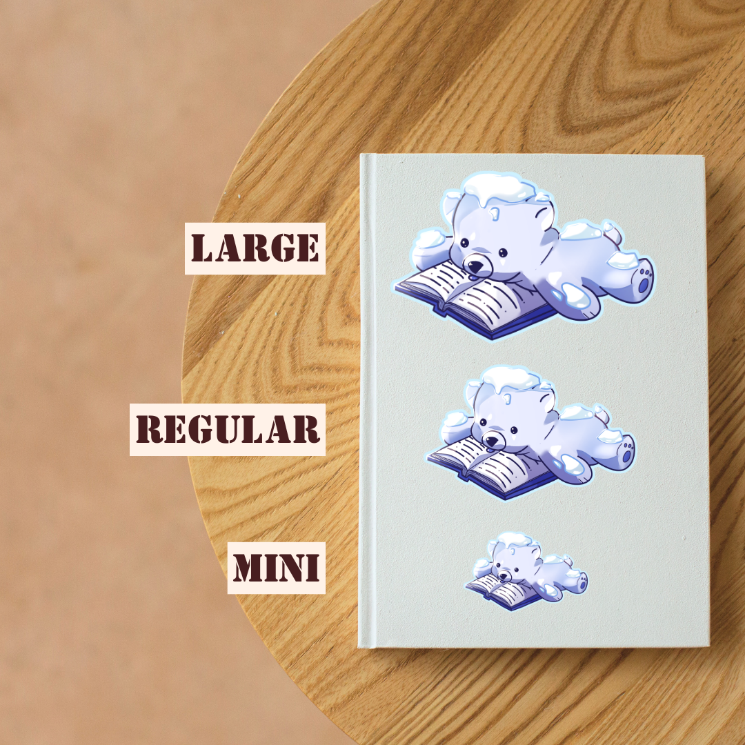 Bookish Polar Bear Learning to Read (Sticker)