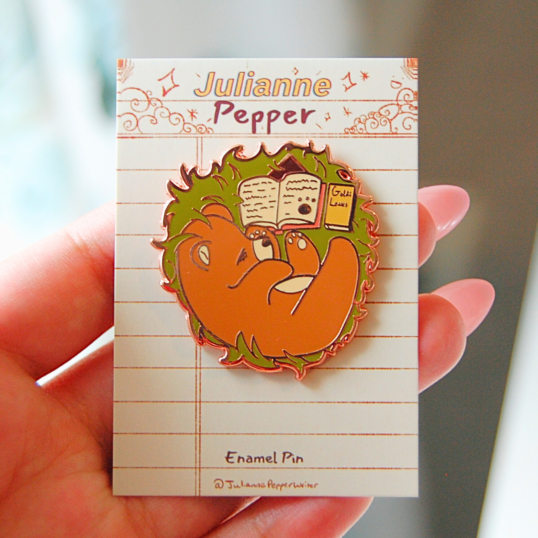 Sleepy Bookish Baby Bear Pin