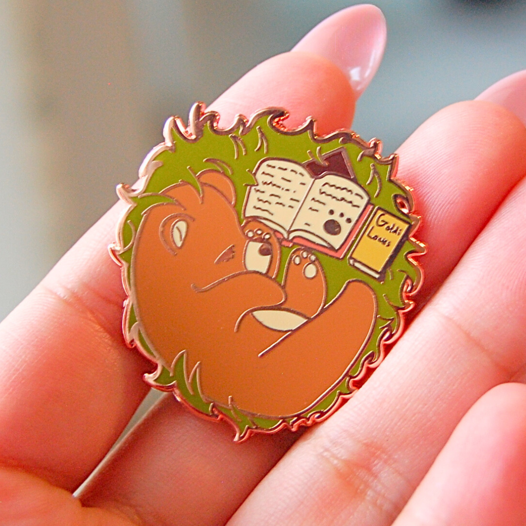 Sleepy Bookish Baby Bear Pin