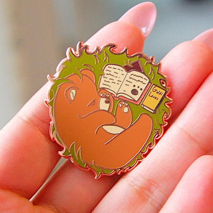 Sleepy Bookish Baby Bear Pin