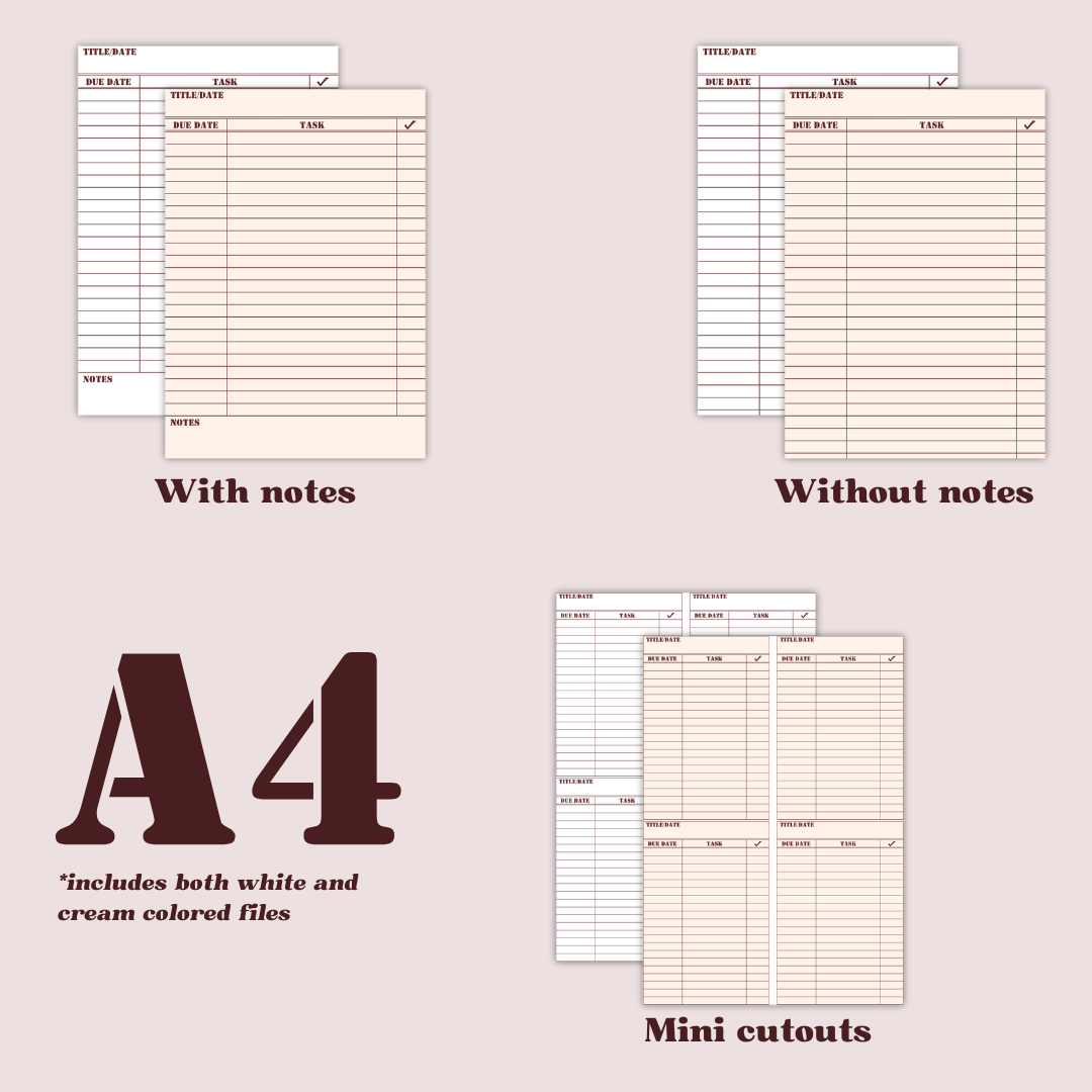 Downloadable Vintage bookish to-do list