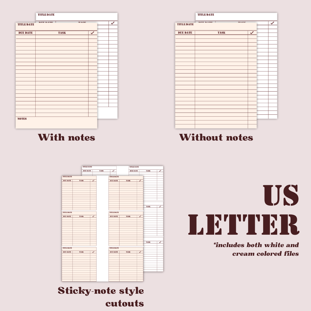 Downloadable Vintage bookish to-do list