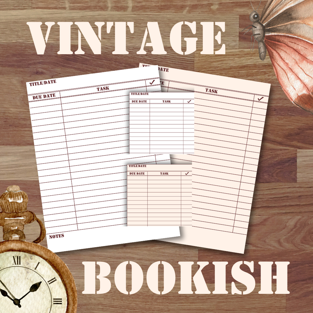 Downloadable Vintage bookish to-do list