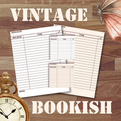 Downloadable Vintage bookish to-do list